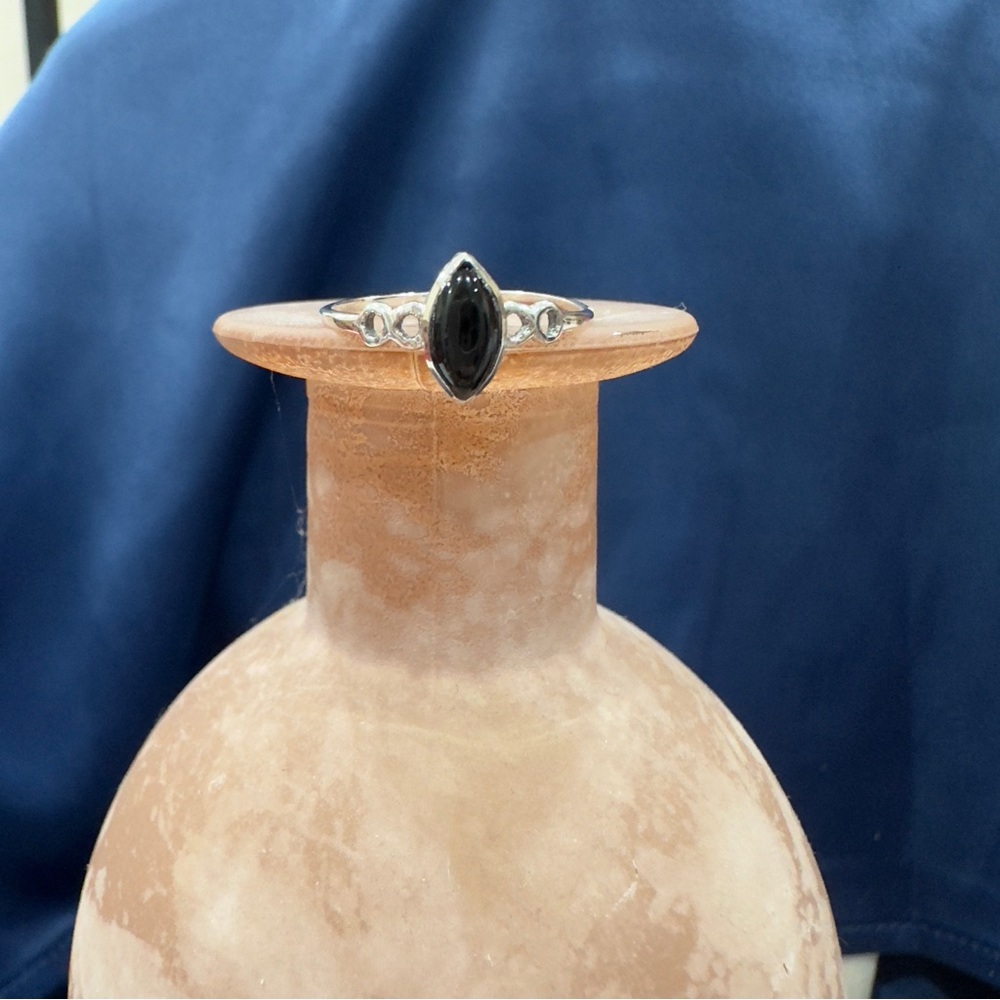 ꕥ New natural onyx artisanal hand made 925 ring ┕━━━━━♥♠♣♦━━━━━┙ - Picture 1 of 5